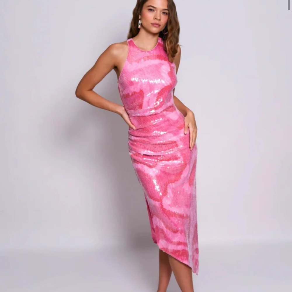 Elegant Pink Sequin Dress Saks fifth avenue